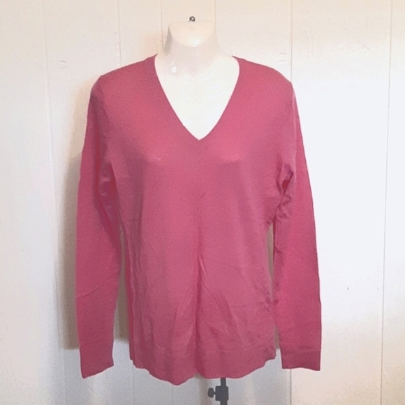 LORD & TAYLOR 100% Extra Fine Merino Wool Classic V-Neck Sweater Med - Picture 1 of 6
